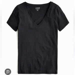 J.CREW Vintage cotton V-neck T-shirt Black Medium